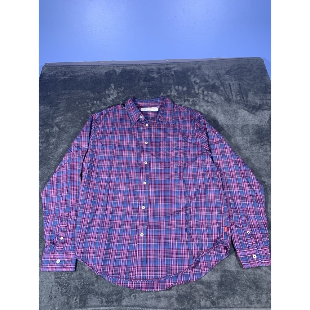Levis RED TAB Blue Pink Plaid Long Sleeve Button Down Casual Dress Shirt Mens XL